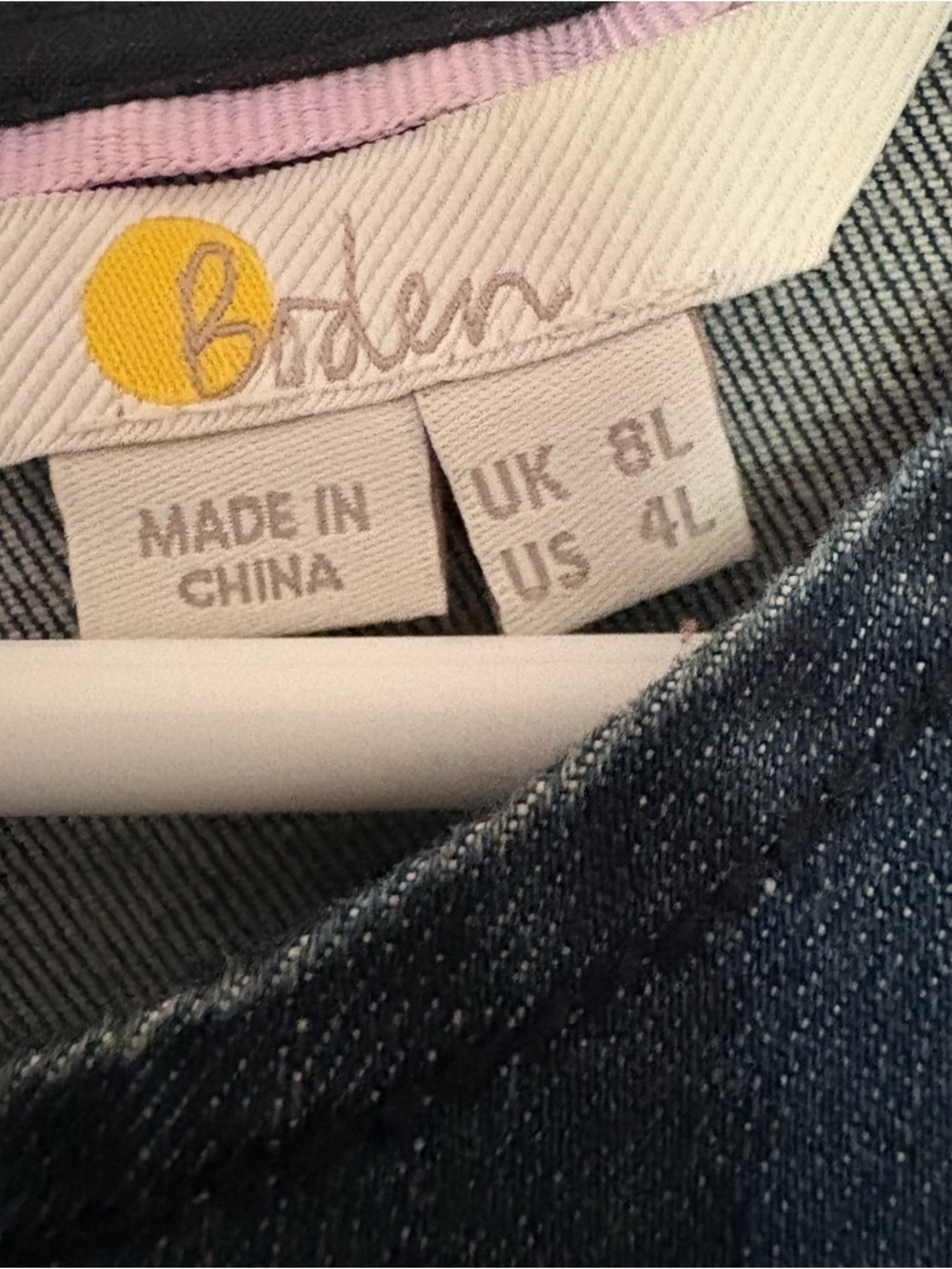 Boden Blue Denim Jeans with Pink Waistband Accent